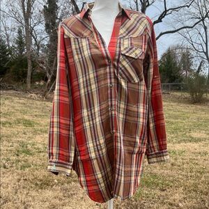 Tasha Polizzi Red and Brown Plaid Shirt